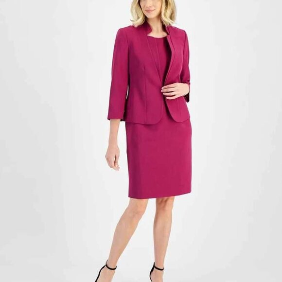 Le Suit Women's 6P Sheath Dress with Topper Jacket, Wild Rose - Picture 3 of 8